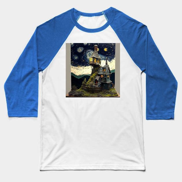 Starry Night Over The Burrow Baseball T-Shirt by Grassroots Green